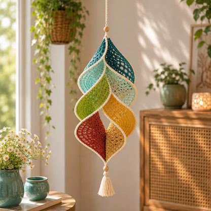 Crochet Wind Spinner Pattern PDF | Rainbow Spiral Hanging Decor | Boho Garden Ornament | Beginner-Friendly | Instant Download + Video Tutorial