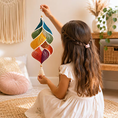 Crochet Wind Spinner Pattern PDF | Rainbow Spiral Hanging Decor | Boho Garden Ornament | Beginner-Friendly | Instant Download + Video Tutorial