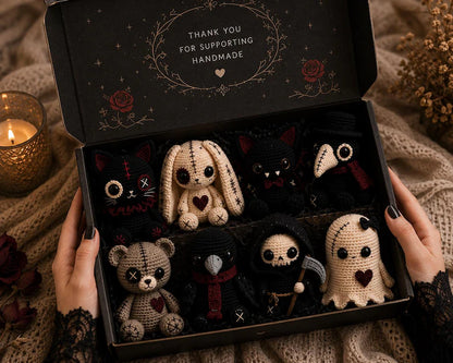 8⁺ Gothic Crochet Pattern Bundle | Creepy Cute Amigurumi Dolls | Halloween Plush PDF Patterns | Instant Digital Download