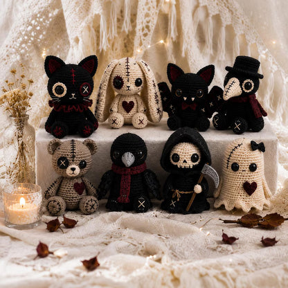 8⁺ Gothic Crochet Pattern Bundle | Creepy Cute Amigurumi Dolls | Halloween Plush PDF Patterns | Instant Digital Download