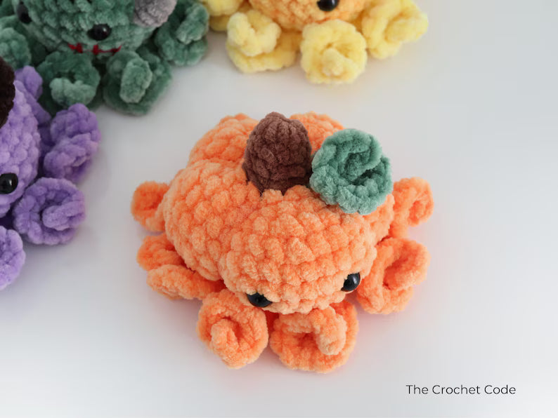 5-in-1 Halloween Octopus Crochet Pattern PDF | No-Sew Spooky Amigurumi Bundle | Pumpkin, Witch, Frankenstein & Candy Corn Plush | Instant Download