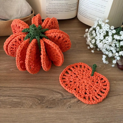 8-in-1 Pumpkin Coaster Set Crochet Pattern PDF | 8 Coasters Transform Into a 3D Pumpkin | Fall Halloween Table Decor