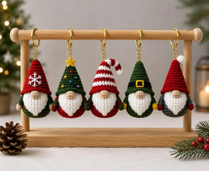 10-in-1 Christmas Gnome Crochet Pattern Bundle PDF | Mini Amigurumi Gnome Keychains & Holiday Ornaments | Instant Download