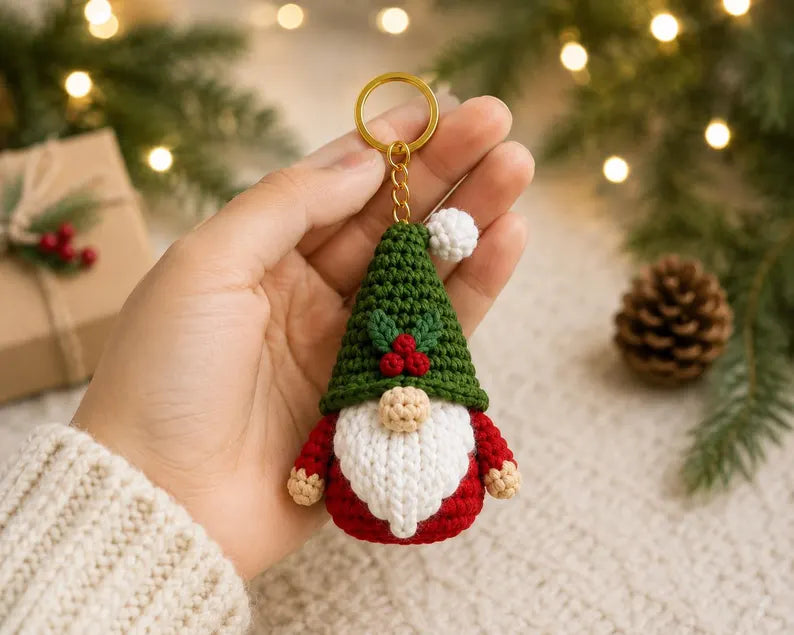 10-in-1 Christmas Gnome Crochet Pattern Bundle PDF | Mini Amigurumi Gnome Keychains & Holiday Ornaments | Instant Download