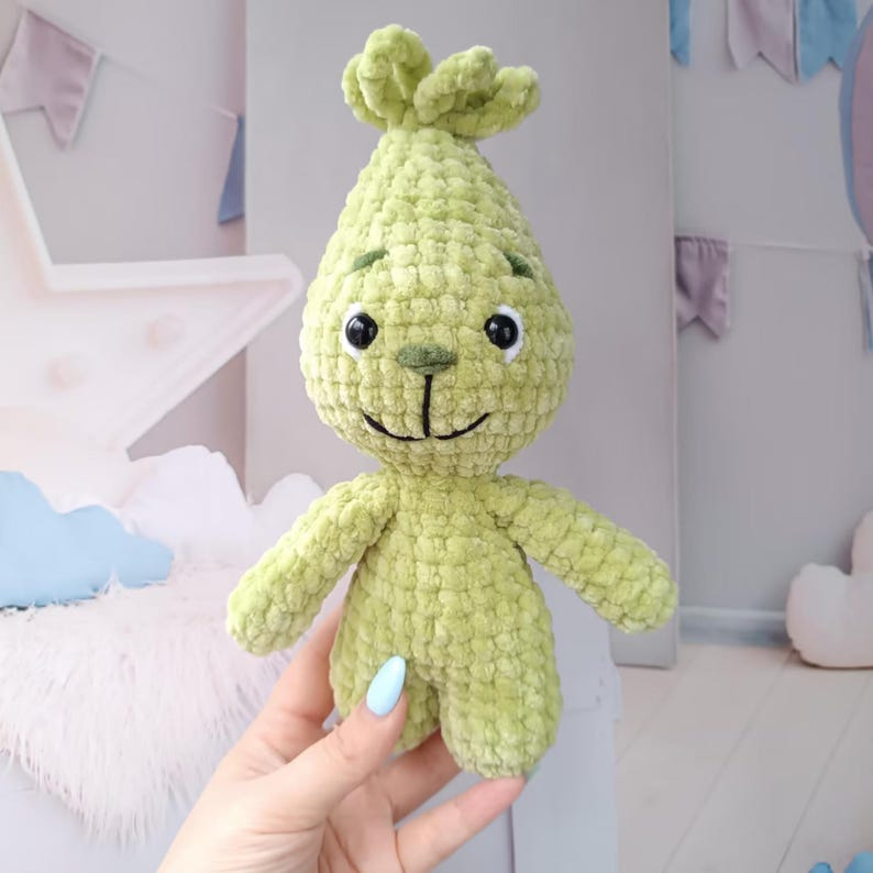 No Sew Green Villain Crochet Pattern PDF, Baby Amigurumi Plushie, 23 cm Crochet Toy, Christmas Gift Pattern, English Tutorial