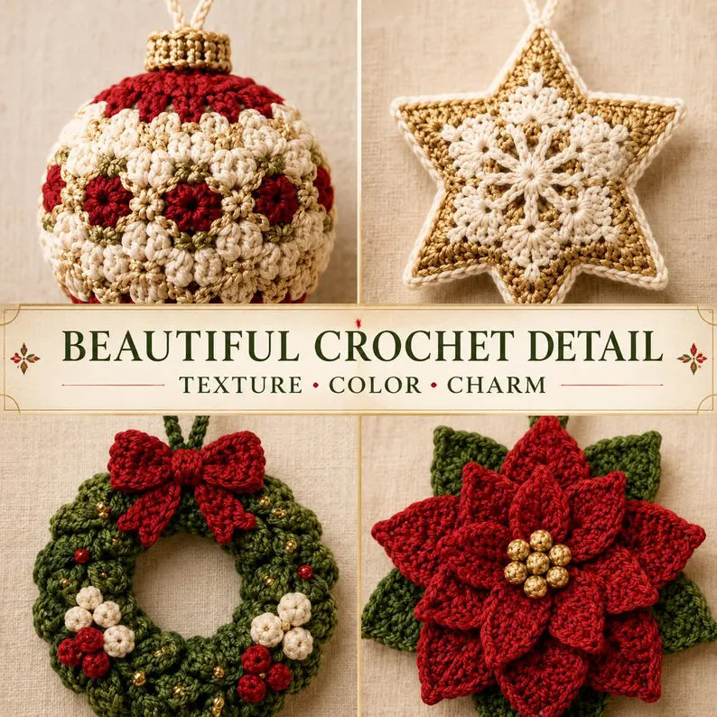 12-in-1 Christmas Crochet Ornament Pattern Bundle PDF | Heirloom Holiday Tree Decorations | Christmas Amigurumi Patterns | Instant Download