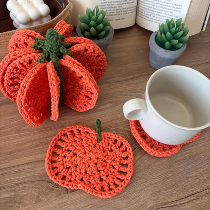 8-in-1 Pumpkin Coaster Set Crochet Pattern PDF | 8 Coasters Transform Into a 3D Pumpkin | Fall Halloween Table Decor