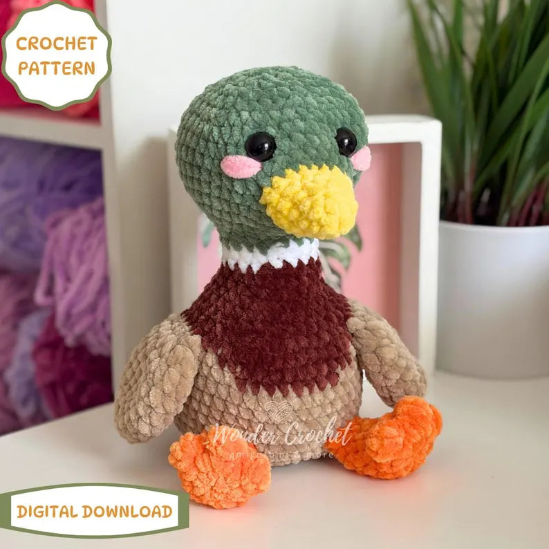 3-in-1 No-Sew Bird Crochet Pattern Bundle PDF | Flamingo Mallard Duck & Chicken Amigurumi | Cute Plush Pattern | Digital Download