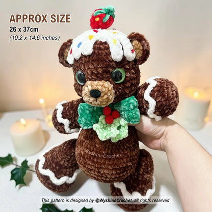 Gingerbread Bear Crochet Pattern PDF | Christmas Bear Amigurumi Pattern | Holiday Plushie Crochet Pattern | Festive Handmade Gift | Instant Download