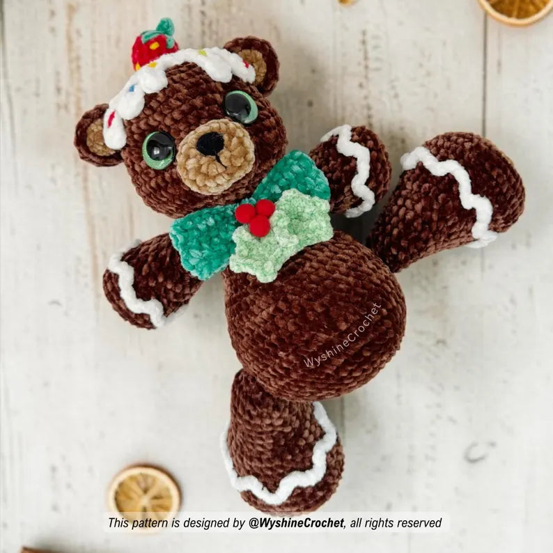 Gingerbread Bear Crochet Pattern PDF | Christmas Bear Amigurumi Pattern | Holiday Plushie Crochet Pattern | Festive Handmade Gift | Instant Download
