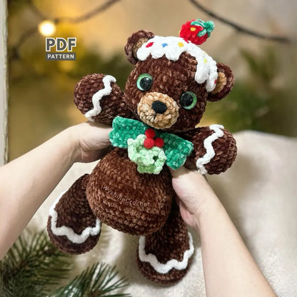 Gingerbread Bear Crochet Pattern PDF | Christmas Bear Amigurumi Pattern | Holiday Plushie Crochet Pattern | Festive Handmade Gift | Instant Download