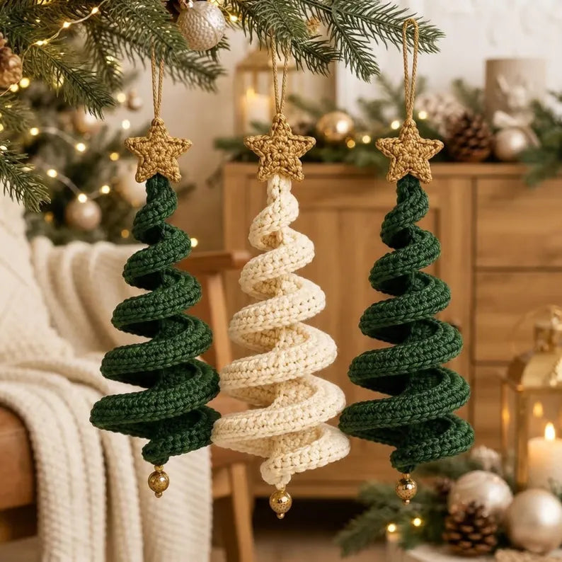 Crochet Christmas Tree Spiral Ornament Pattern PDF | Hanging Holiday Tree Decor | Easy Christmas Crochet Pattern | Digital Download