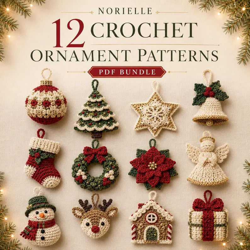 12-in-1 Christmas Crochet Ornament Pattern Bundle PDF | Heirloom Holiday Tree Decorations | Christmas Amigurumi Patterns | Instant Download