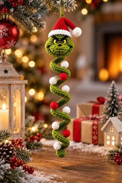 Grinch Crochet Pattern PDF | Christmas Spiral Hanging Ornament | Grinch Amigurumi Holiday Decoration | Instant Download