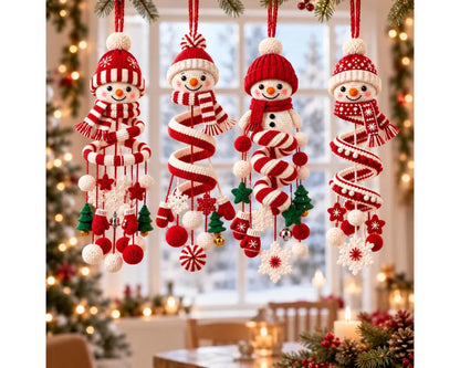 Snowman Spiral Hanging Crochet Pattern PDF | Christmas Snowman Ornament | Winter Amigurumi Mobile | Holiday Crochet Decor | Digital Download
