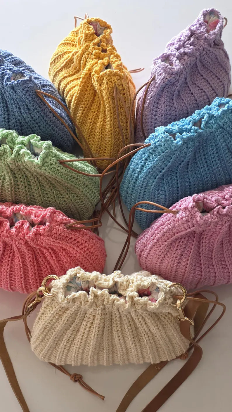 Crochet Drawstring Pouch Bag Pattern PDF | Lined Crochet Purse + Video Tutorial | Optional Crossbody Bag | Beginner Friendly Digital Download