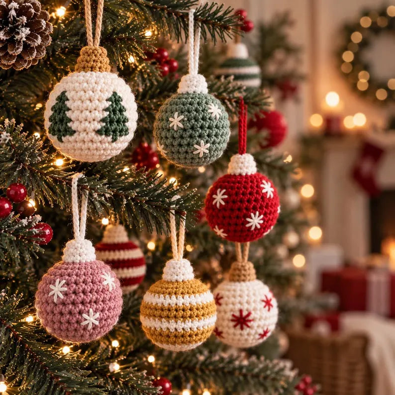 Crochet Christmas Ornament Pattern PDF | Christmas Bauble Crochet Pattern | Beginner Friendly Holiday Tree Decor | Handmade Xmas Ornament | Instant Download