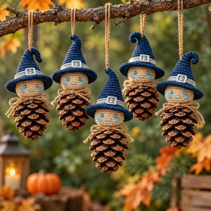 Crochet Pine Cone Witch Ornament Pattern PDF | Halloween Witch Amigurumi | Fall Woodland Hanging Decor | Autumn Crochet Pattern | Digital Download