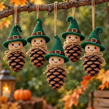 Crochet Pine Cone Witch Ornament Pattern PDF | Halloween Witch Amigurumi | Fall Woodland Hanging Decor | Autumn Crochet Pattern | Digital Download