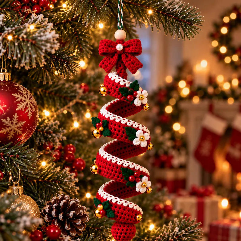 4-in-1 Christmas Spiral Tree Ornament Crochet Pattern PDF | Holiday Hanging Decorations | Christmas Tree Crochet Pattern | Instant Download
