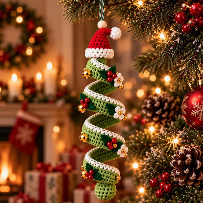 4-in-1 Christmas Spiral Tree Ornament Crochet Pattern PDF | Holiday Hanging Decorations | Christmas Tree Crochet Pattern | Instant Download