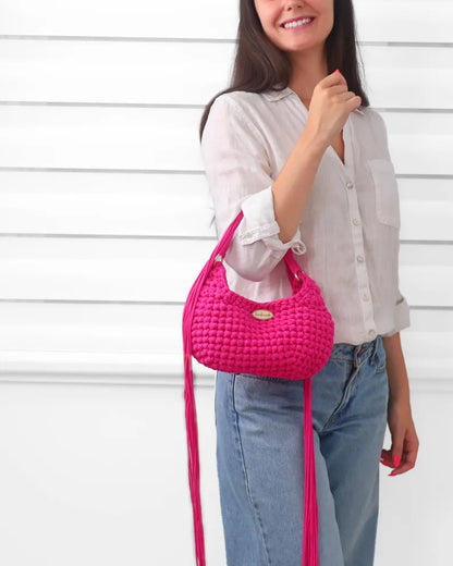 4-in-1 Santorini Crochet Bag Pattern PDF | Chunky Shoulder Bag & Crossbody Purse Pattern | T-Shirt Yarn Handbag | Instant Download
