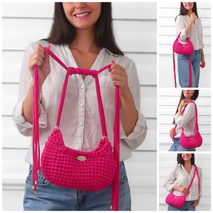 4-in-1 Santorini Crochet Bag Pattern PDF | Chunky Shoulder Bag & Crossbody Purse Pattern | T-Shirt Yarn Handbag | Instant Download