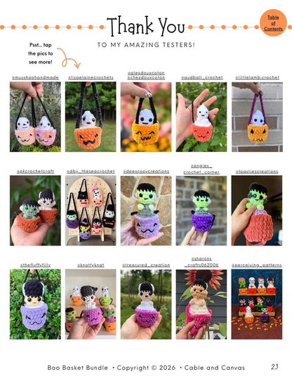 8-in-1 Boo Basket Popping Crochet Pattern Bundle PDF | Halloween Fidget Amigurumi | Ghost Witch Frankenstein Cat Skeleton | Digital Download