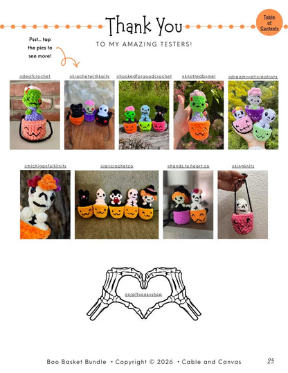 8-in-1 Boo Basket Popping Crochet Pattern Bundle PDF | Halloween Fidget Amigurumi | Ghost Witch Frankenstein Cat Skeleton | Digital Download