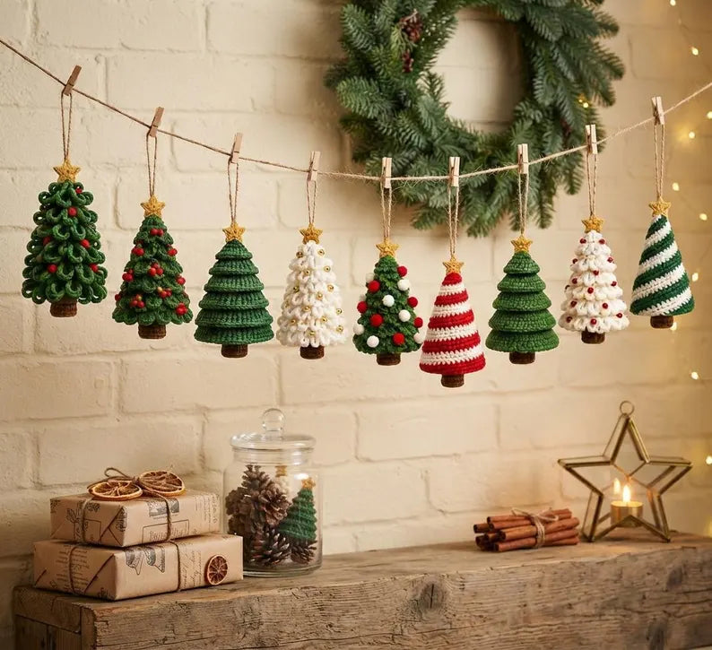 10-in-1 Christmas Tree Crochet Pattern Bundle PDF | Mini Holiday Ornaments & Amigurumi Trees | Christmas Decor | Instant Download