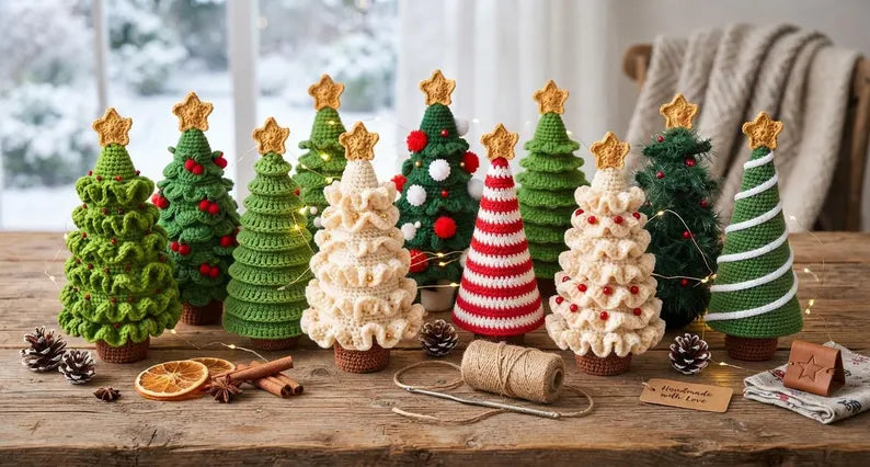 10-in-1 Christmas Tree Crochet Pattern Bundle PDF | Mini Holiday Ornaments & Amigurumi Trees | Christmas Decor | Instant Download