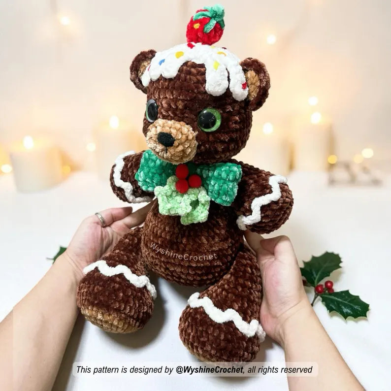 Gingerbread Bear Crochet Pattern PDF | Christmas Bear Amigurumi Pattern | Holiday Plushie Crochet Pattern | Festive Handmade Gift | Instant Download