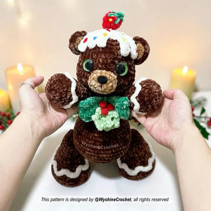Gingerbread Bear Crochet Pattern PDF | Christmas Bear Amigurumi Pattern | Holiday Plushie Crochet Pattern | Festive Handmade Gift | Instant Download