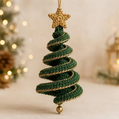 Crochet Christmas Tree Spiral Ornament Pattern PDF | Hanging Holiday Tree Decor | Easy Christmas Crochet Pattern | Digital Download