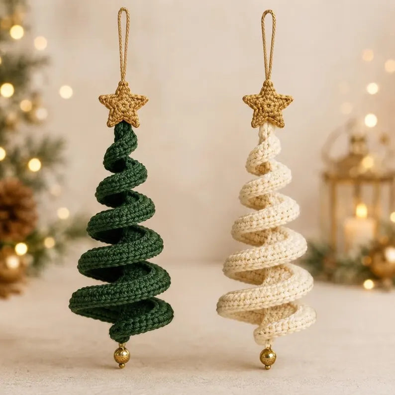 Crochet Christmas Tree Spiral Ornament Pattern PDF | Hanging Holiday Tree Decor | Easy Christmas Crochet Pattern | Digital Download