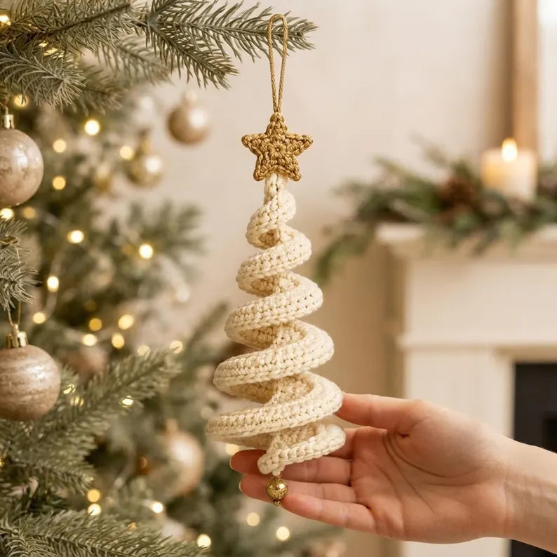 Crochet Christmas Tree Spiral Ornament Pattern PDF | Hanging Holiday Tree Decor | Easy Christmas Crochet Pattern | Digital Download