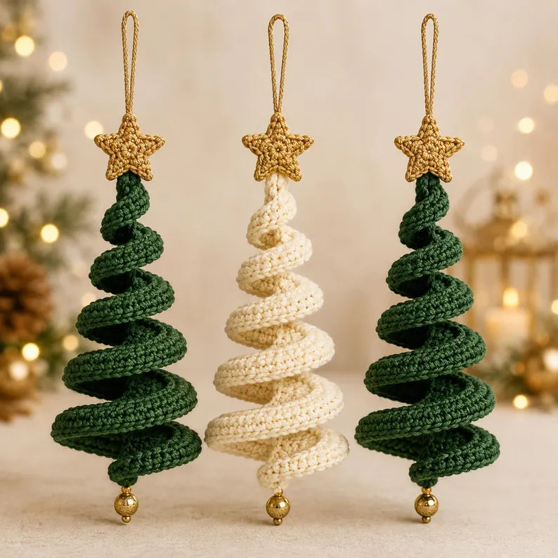 Crochet Christmas Tree Spiral Ornament Pattern PDF | Hanging Holiday Tree Decor | Easy Christmas Crochet Pattern | Digital Download