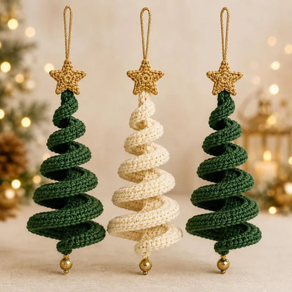 Crochet Christmas Tree Spiral Ornament Pattern PDF | Hanging Holiday Tree Decor | Easy Christmas Crochet Pattern | Digital Download
