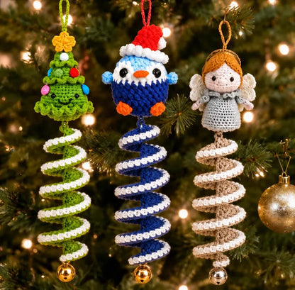 50-in-1 Christmas Wind Spinner Crochet Pattern Bundle PDF | Spiral Hanging Ornaments | Santa, Reindeer, Snowman & Holiday Decor