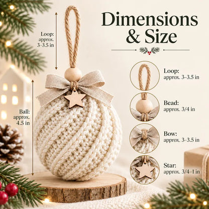 Crochet Christmas Bauble Ornament Pattern PDF | Twisted Rib Christmas Ball | Rustic Tree Decoration | Beginner Friendly Holiday Crochet | Instant Download