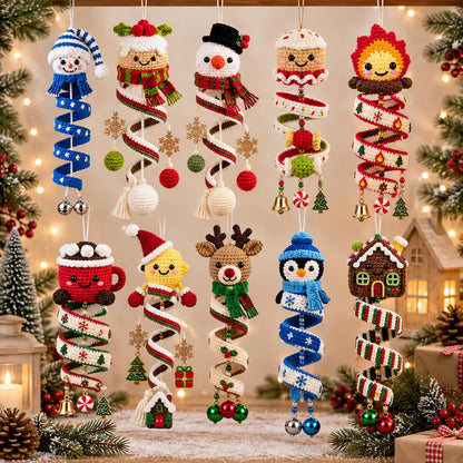 10+ Christmas Spiral Ornament Crochet Pattern Bundle PDF | Santa Snowman Reindeer Penguin Amigurumi | Holiday Hanging Decor | Digital Download
