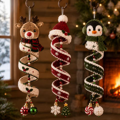 10+ Christmas Spiral Ornament Crochet Pattern Bundle PDF | Santa Snowman Reindeer Penguin Amigurumi | Holiday Hanging Decor | Digital Download