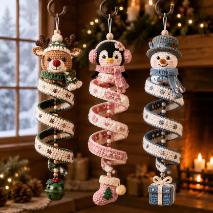 10+ Christmas Spiral Ornament Crochet Pattern Bundle PDF | Santa Snowman Reindeer Penguin Amigurumi | Holiday Hanging Decor | Digital Download