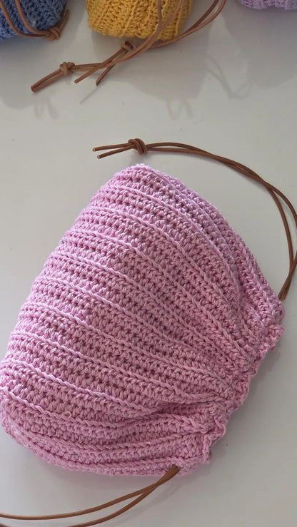 Crochet Drawstring Pouch Bag Pattern PDF | Lined Crochet Purse + Video Tutorial | Optional Crossbody Bag | Beginner Friendly Digital Download