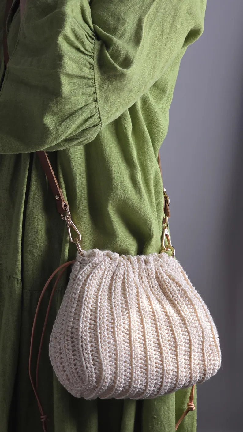 Crochet Drawstring Pouch Bag Pattern PDF | Lined Crochet Purse + Video Tutorial | Optional Crossbody Bag | Beginner Friendly Digital Download