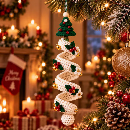 4-in-1 Christmas Spiral Tree Ornament Crochet Pattern PDF | Holiday Hanging Decorations | Christmas Tree Crochet Pattern | Instant Download