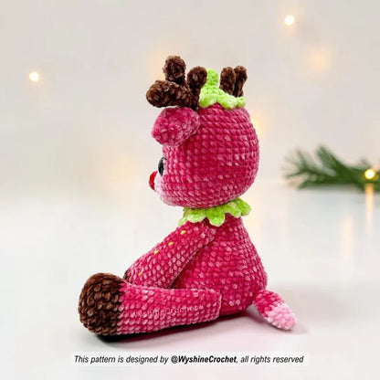 Strawberry Reindeer Crochet Pattern PDF | Christmas Reindeer Amigurumi Pattern | Fruit Reindeer Plushie | Holiday Crochet Gift | Instant Download
