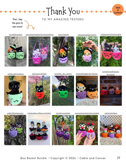 8-in-1 Boo Basket Popping Crochet Pattern Bundle PDF | Halloween Fidget Amigurumi | Ghost Witch Frankenstein Cat Skeleton | Digital Download