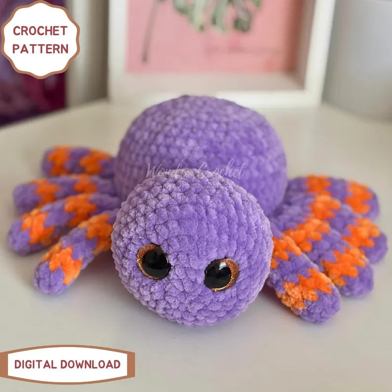 No-Sew Fidget Spider Crochet Pattern PDF | Weighted Amigurumi Spider with Snapping Legs | Cute Halloween Plush Pattern | Digital Download