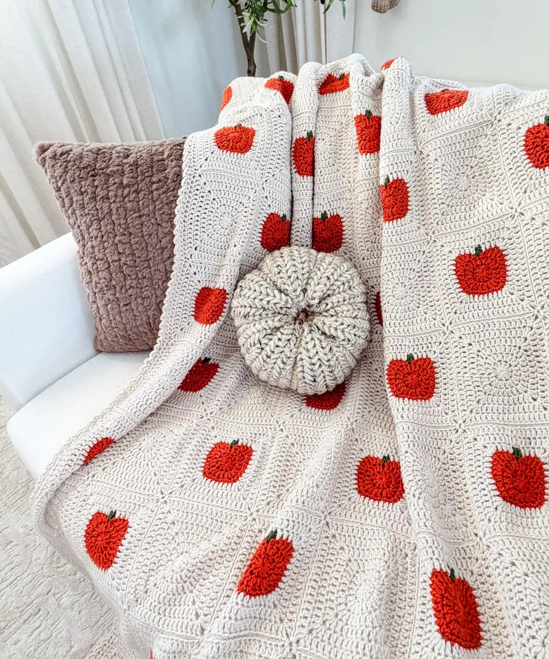Pumpkin Patch Blanket Crochet Pattern PDF | Fall Granny Square Blanket | Cozy Autumn Throw Pattern + Video Tutorial | Digital Download